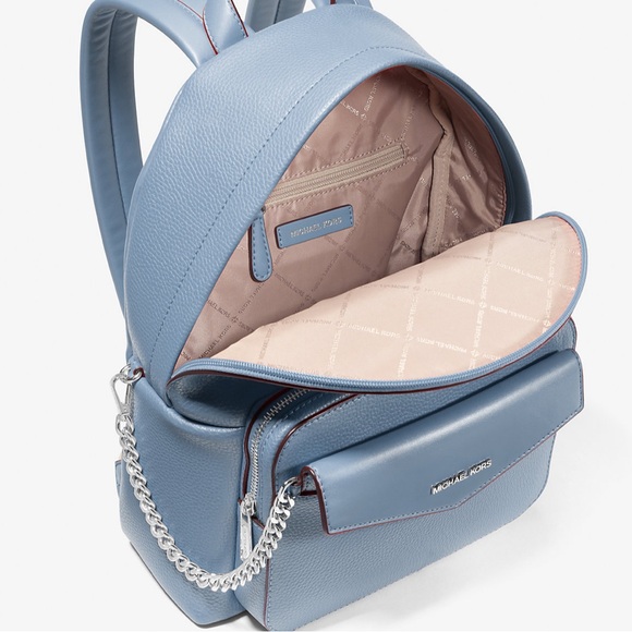 MICHAEL KORS Maisie Medium Pebbled Leather 2-in-1 Backpack DENIM COLOR - Picture 13 of 16